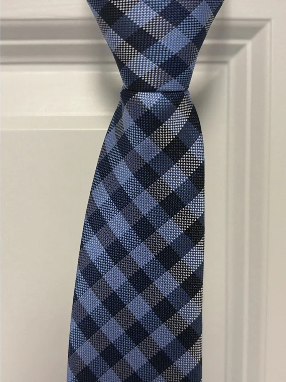 Classic Blue Check Adjustable youth boys Tie